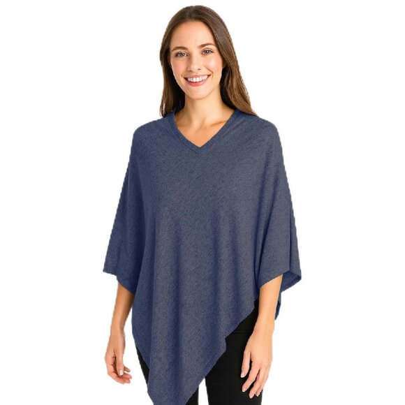 Luxury Merino Wool Poncho Wrap Shawl One Size Soft Drape
